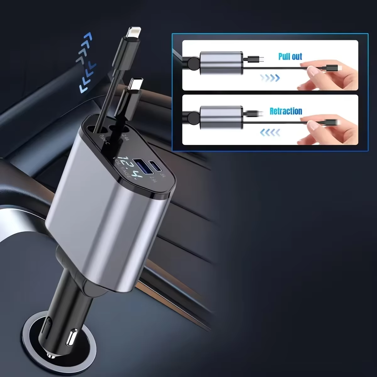 4 IN 1 120W Car Charger
