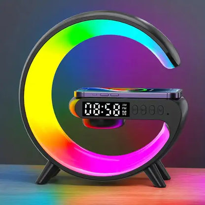 RGB G-Shape Lamp - Wireless Charging + Speaker + Clock