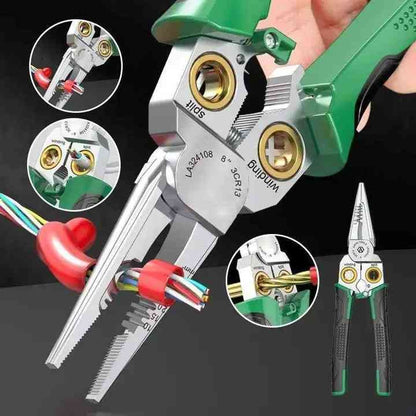 Electric Multi-Functional 8-in-1 Stainless Steel Needle Nose Pliers – Wire Stripping, Cutting, and More