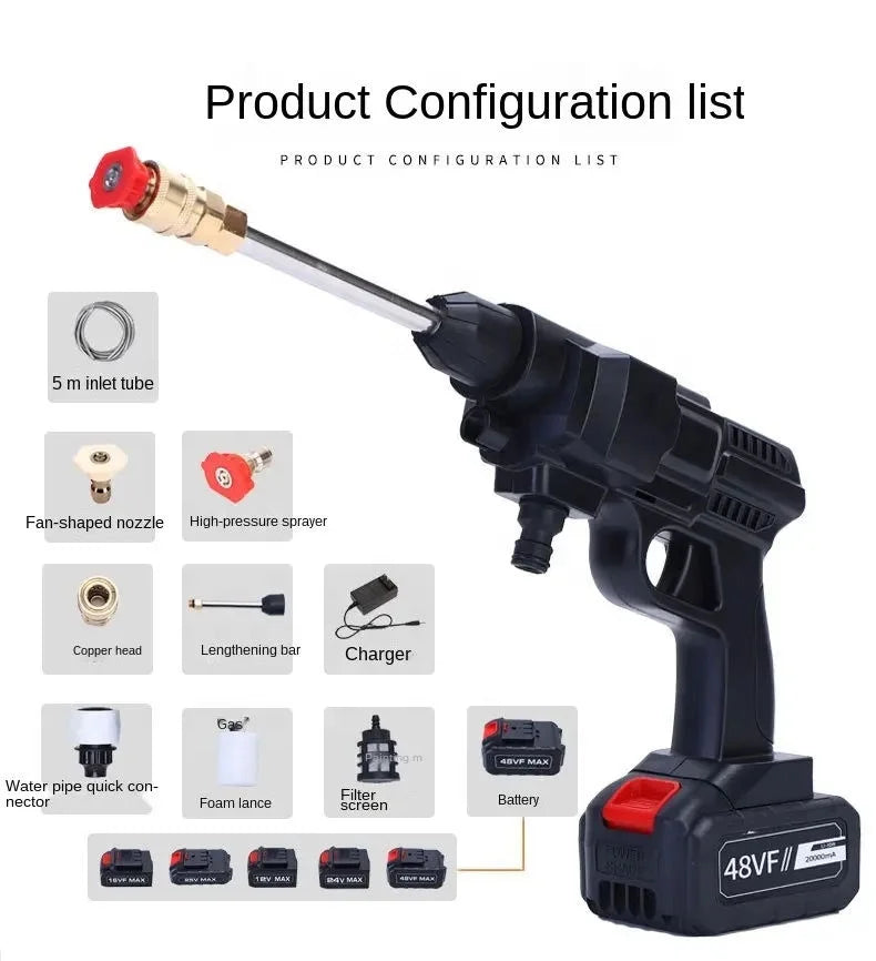 GV-102 Original Rechargeable Cordless High-Pressure Washer | 48v Portable Kit